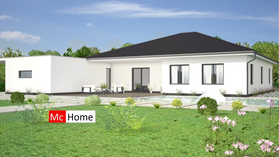 Mc-Home B 132 v2 bungalow met schuin hellend dak staalframebouw rolstoelvriendelijke indeling