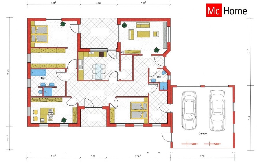 Mc-Home Bungalow B179 plattegrond indeling
