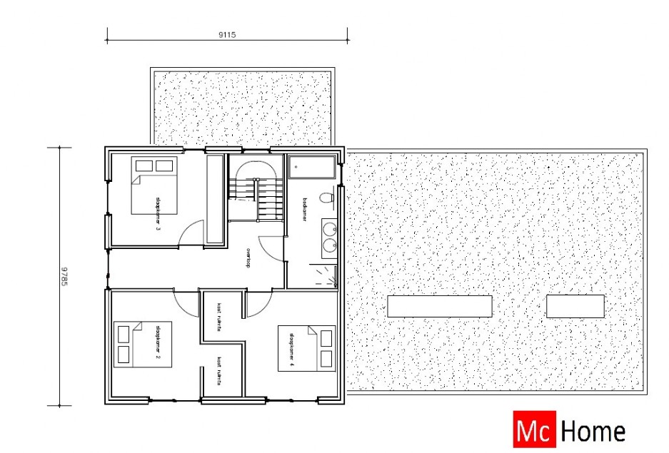 McHome M389 moderne levensloopbestendige woning met overdekt terras ATLANTA staalframe