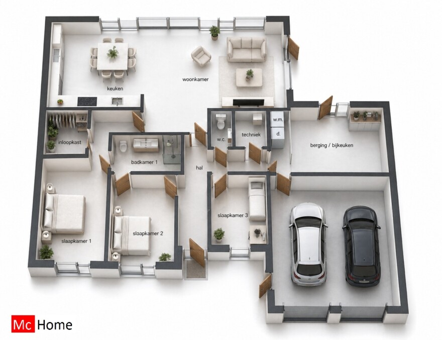 McHome B169 levensloopbestendige woningen met plat dak van staalframebouw Nederland