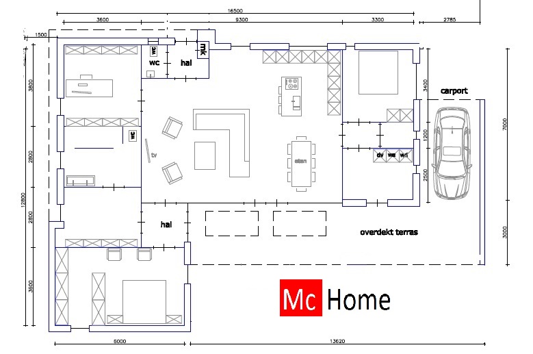 Energieneutrale aardbevingsbestendige staalframebouw bungalow B68