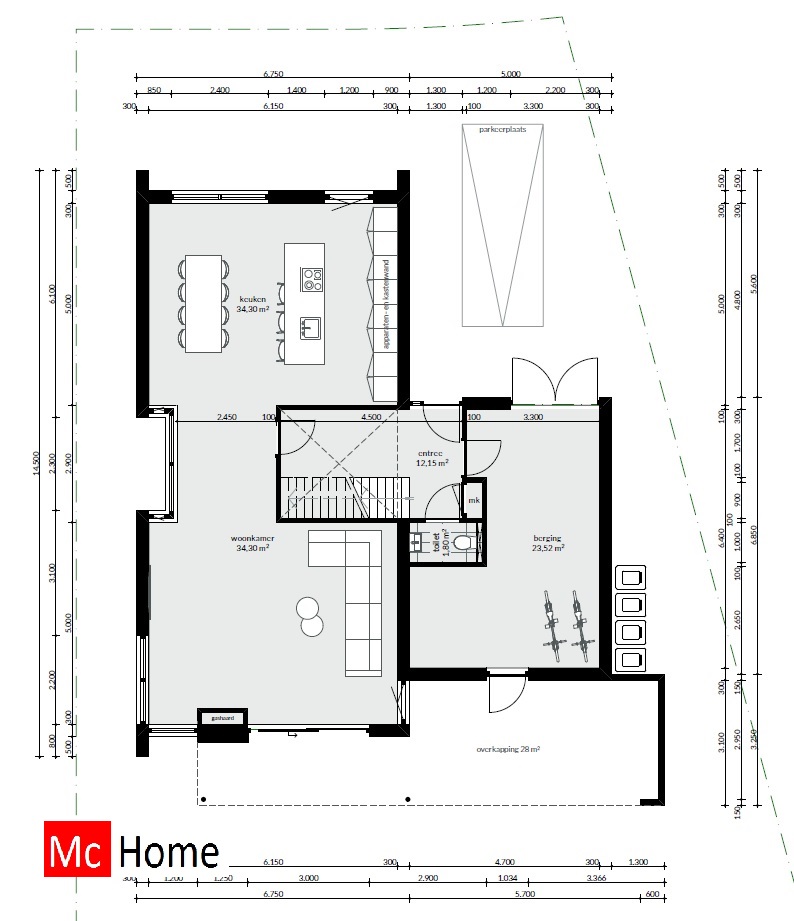 K67 Schuurwoning met kap pannendak en gevelbekleding energieneutraal staalframebouw Mc-Home