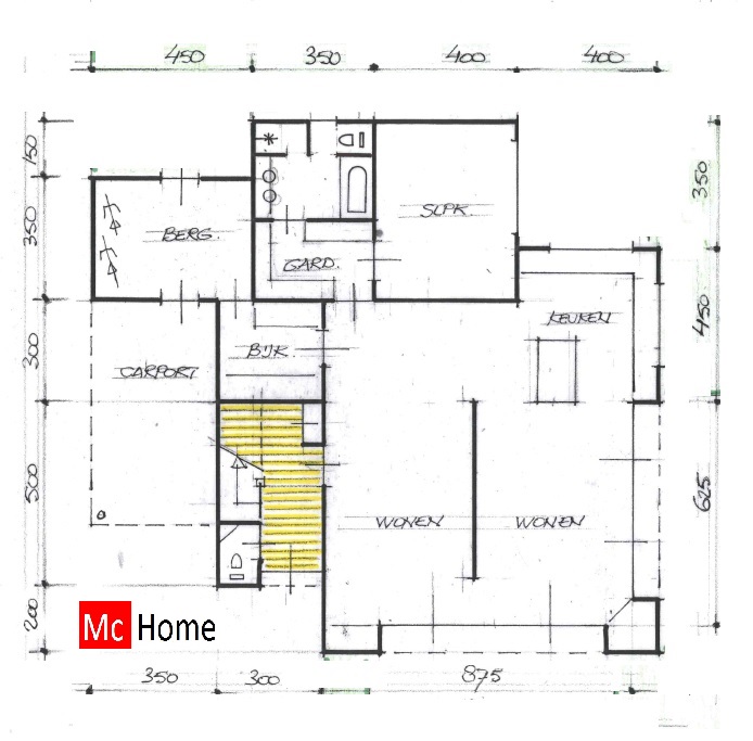 Gelijkvloerse woning met gastenverdieping kleine verdieping Moderne uitvoering Mc-Home M232