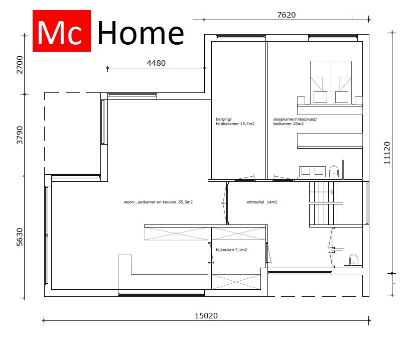 Goedkopere en betere manier  bouwen moderne gelijksvloerse woning met gastenverdieping M255