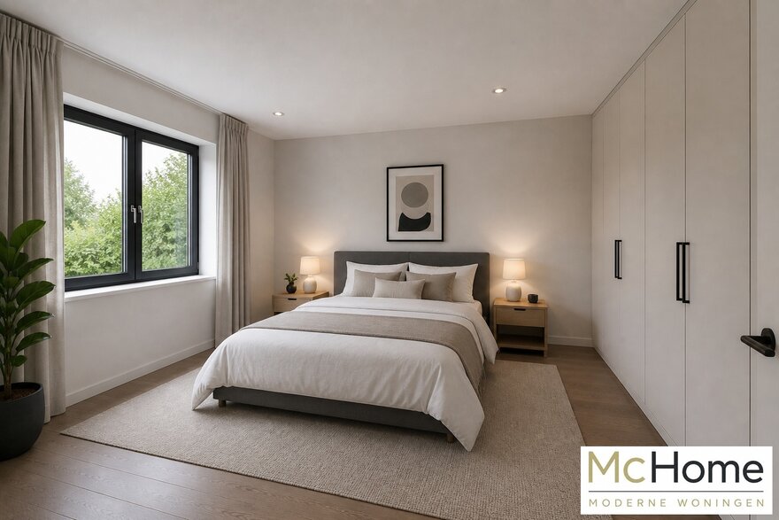 Interieur-inspiratie voor moderne levensloopbestendige bungalow B-136 met strakke architectuur, grote raampartijen en energiezuinige staalframebouw uitvoering van MC-Home