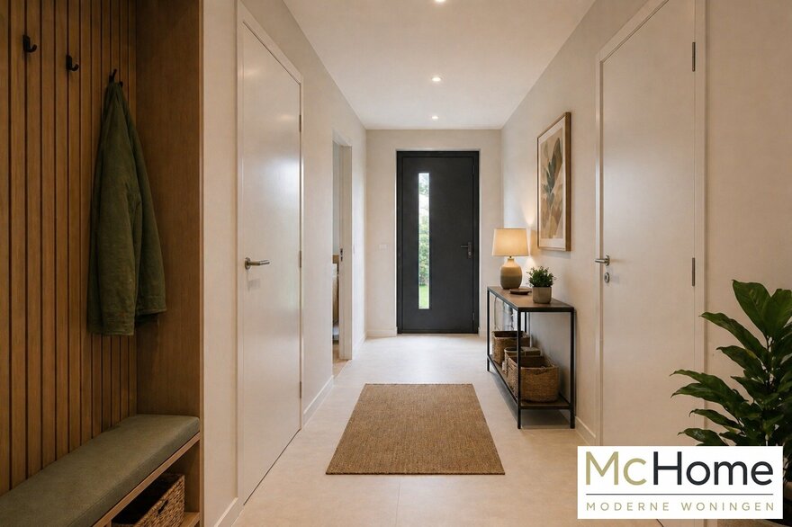 Interieur-inspiratie voor moderne levensloopbestendige bungalow B-136 met strakke architectuur, grote raampartijen en energiezuinige staalframebouw uitvoering van MC-Home