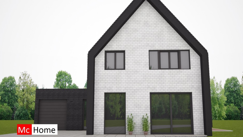 K67 Schuurwoning met kap pannendak en gevelbekleding energieneutraal staalframebouw Mc-Home