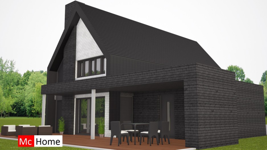 K67 Schuurwoning met kap pannendak en gevelbekleding energieneutraal staalframebouw Mc-Home