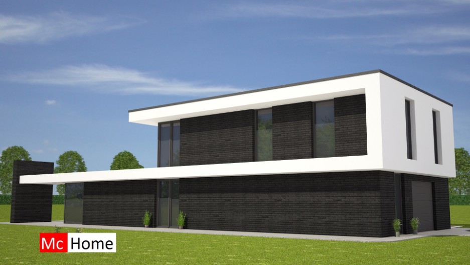 Kubistische villa in moderne bouwstijl energieneutraal bouwsysteem veel glas mooie kaders M143 V1