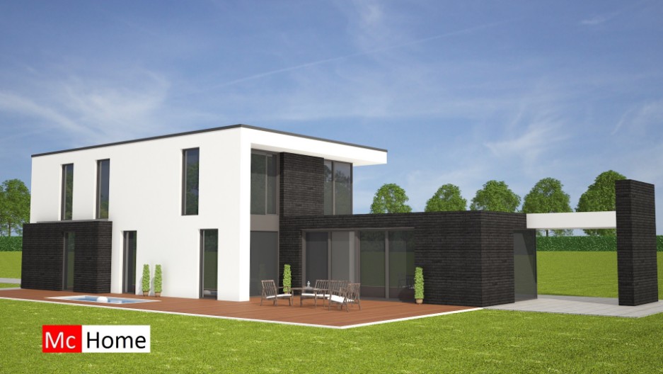 Kubistische villa in moderne bouwstijl energieneutraal bouwsysteem veel glas mooie kaders M143 V1