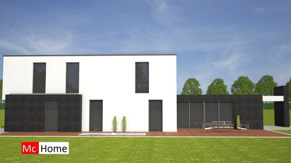 Kubistische villa in moderne bouwstijl energieneutraal bouwsysteem veel glas mooie kaders M143 V1