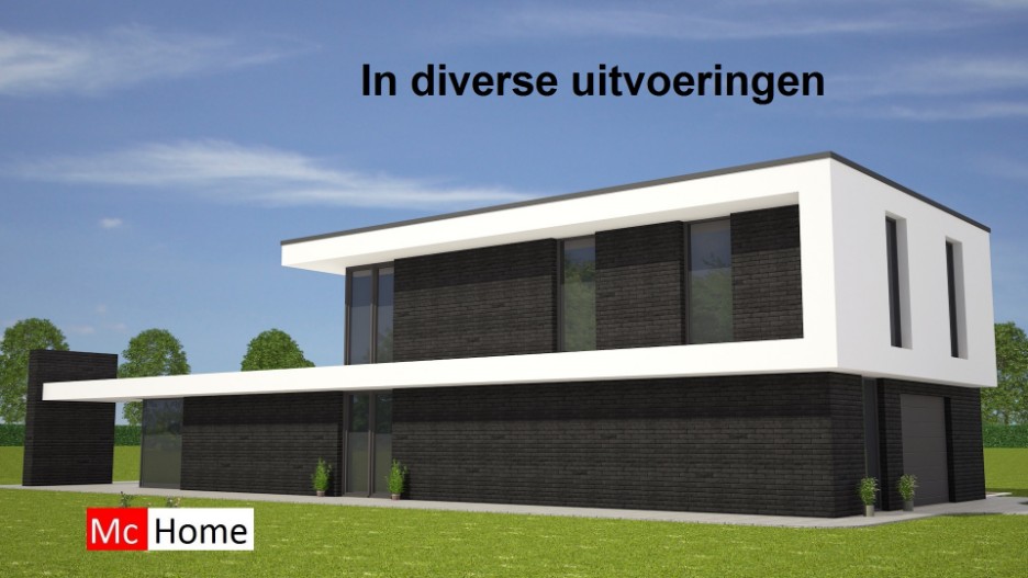 Mooie strakke moderne woning in kubistische bouwstijl met veel ramen en glas kaders boeien en randen Mc-Home.nl M142