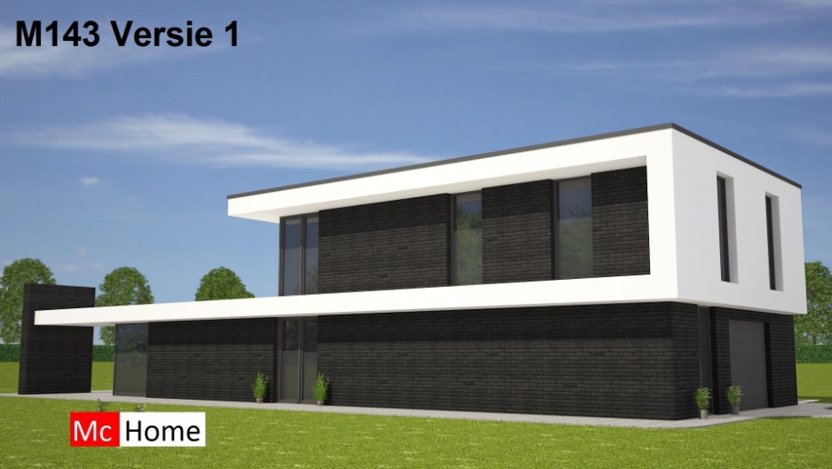 Kubistische villa in moderne bouwstijl energieneutraal bouwsysteem veel glas mooie kaders M143 V1