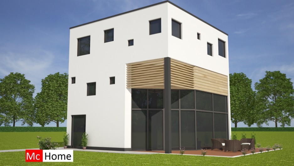 KKubuswoning in moderne ontwerpstijl met moderne energiearme staalframe bouwmethode Mc-Home.nl M167