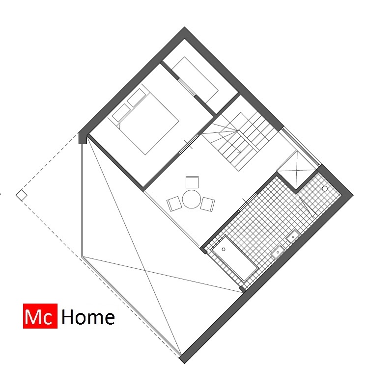 KKubuswoning in moderne ontwerpstijl met moderne energiearme staalframe bouwmethode Mc-Home.nl M167