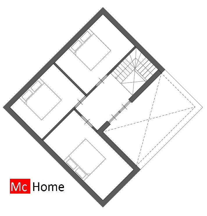 KKubuswoning in moderne ontwerpstijl met moderne energiearme staalframe bouwmethode Mc-Home.nl M167