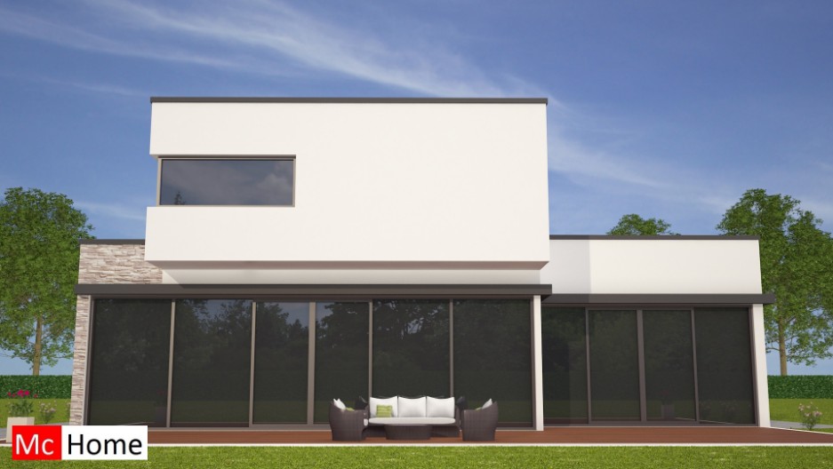 M103 MAC-HOME luxe moderne kubistische villa met natuursteen en gestuukte gevels duurzaam en energieneutraal gebouwd in staalframebouw