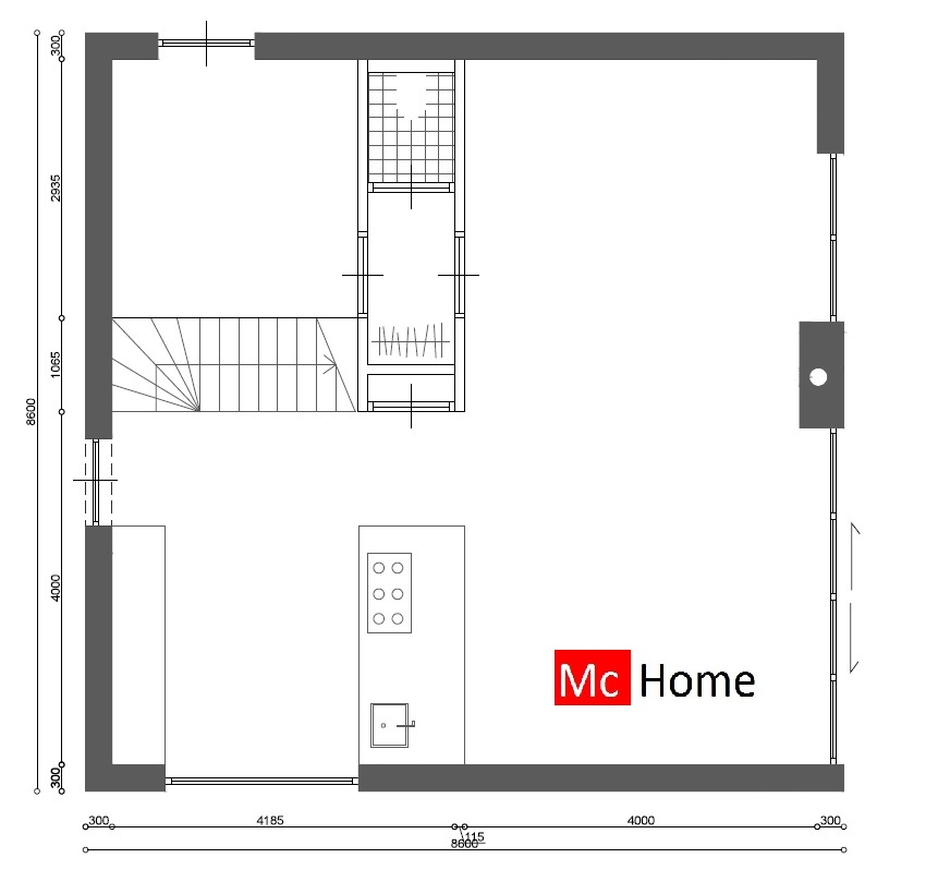 M111 moderne kubistische woning met  dakterras ruime woonkamer veel glas open keuken staalframebouw machome.nl