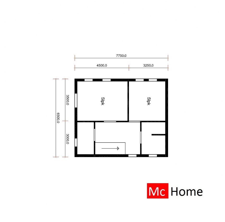 Mc-Home ontwerp M301 levensloopbestendige bungalow met gastenverdieping staalframebouw