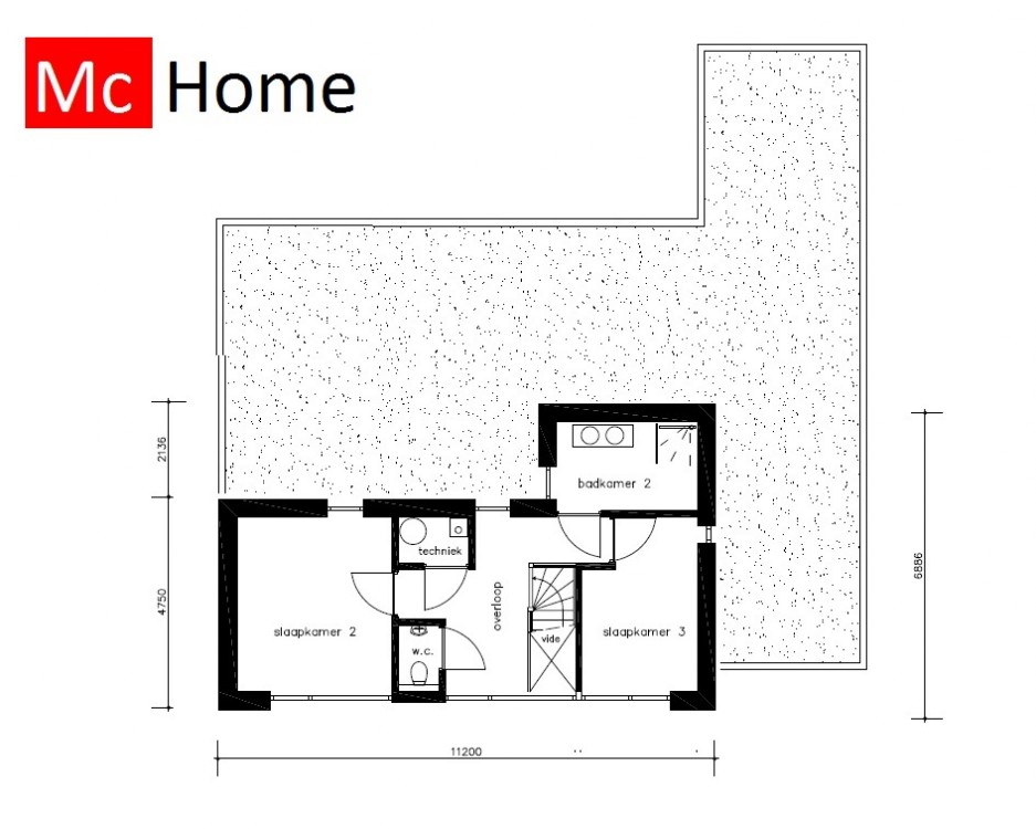 M347v1 McHome Platdak Bungalow alles beneden slapen badkamer kleine etage ATLANTA MBS staalframebouw