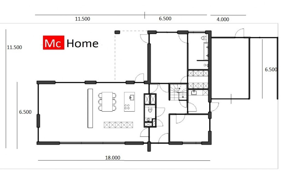 McHome M 358V2 levensloopbestendige bungalow kleine verdieping ATLANTA staalframebouw