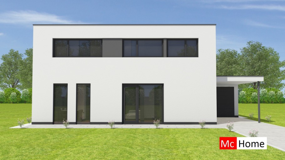 M374 v1 McHome Platdak Bungalow alles beneden slapen badkamer kleine etage staalframebouw Nederland