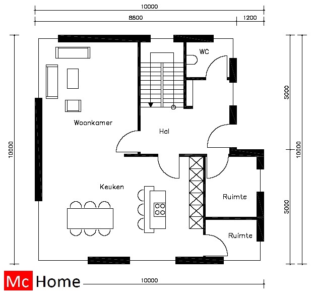 Mc-Home.nl M57 kubus kubistische villa woning energieneutraal aardbevingbestendig in staalframebouw 