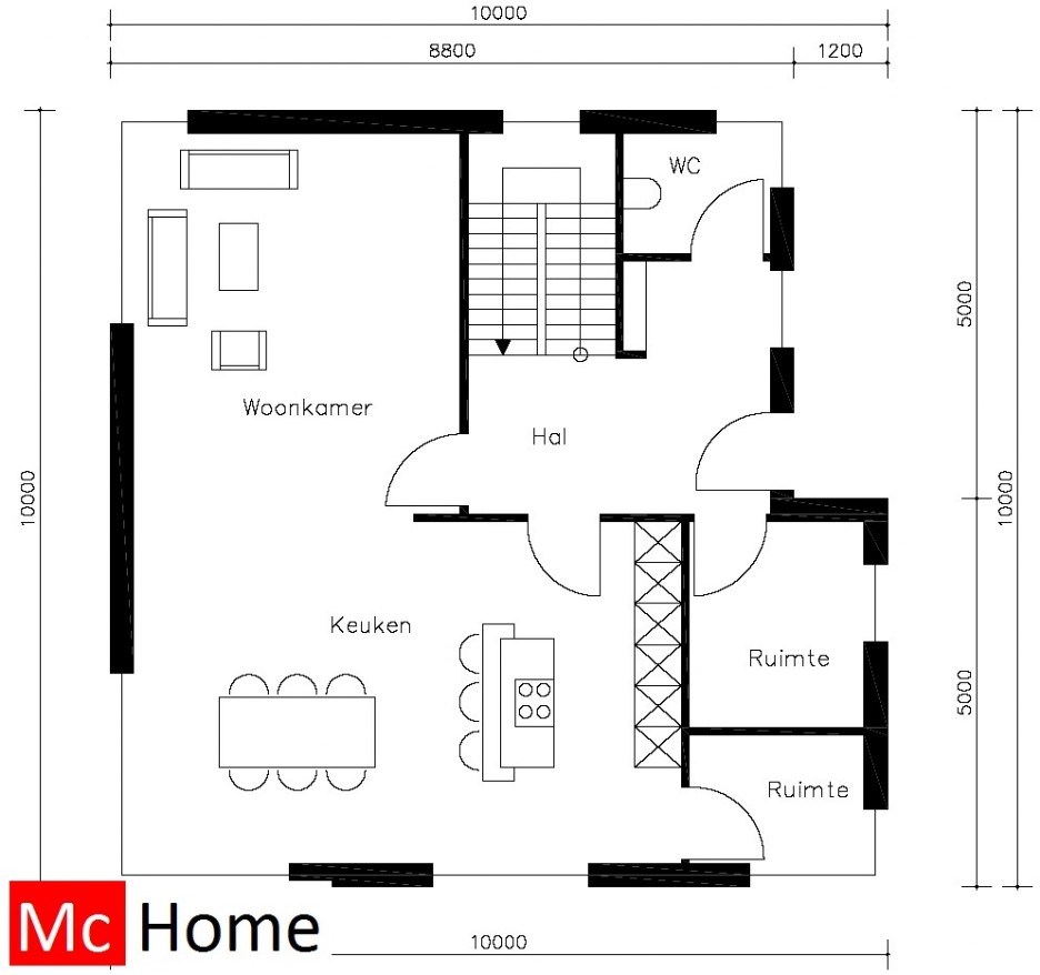 Mc-Home.nl M57 kubus kubistische villa woning energieneutraal aardbevingbestendig in staalframebouw 