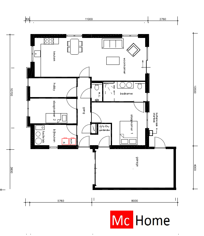 MC-HOME B152 levensloopbestendige woning plat dak aardbevingsbestendig ATLANTA MBS staaalframe