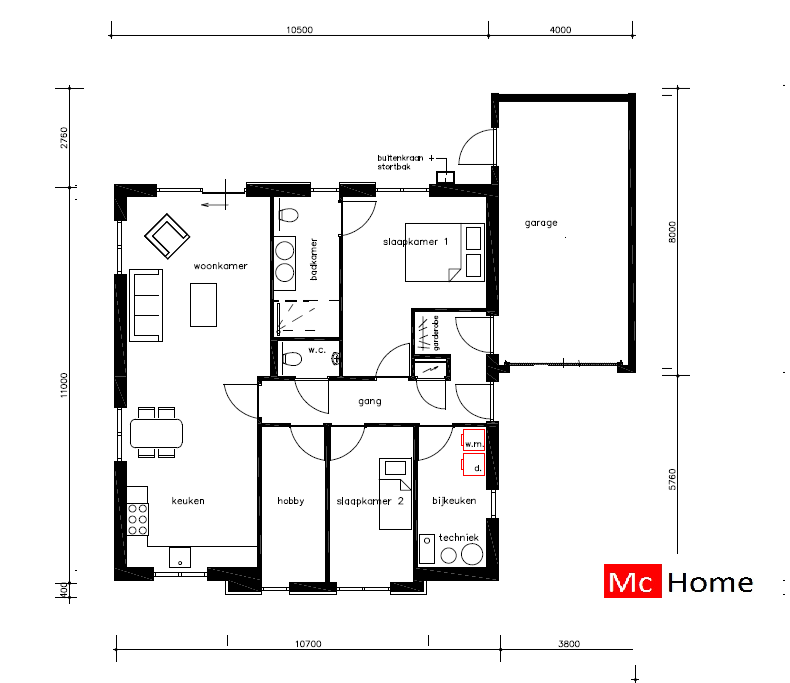 MC-HOME B152 levensloopbestendige woning plat dak aardbevingsbestendig staaalframebouw Nederland