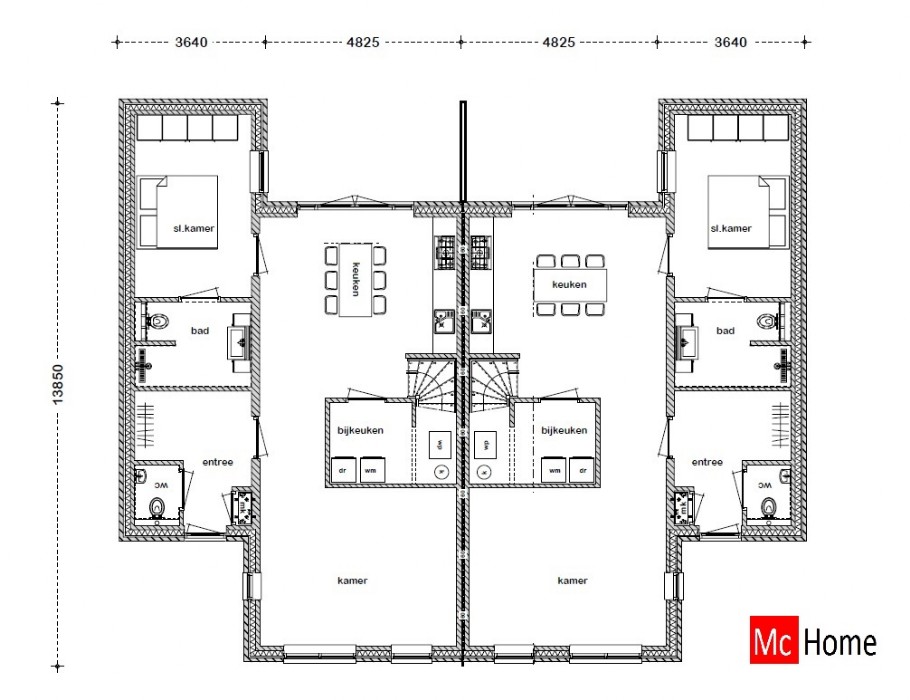 Mc-Home 2 onder 1 kap geschakelde woning TK 47  levensloopbestendig