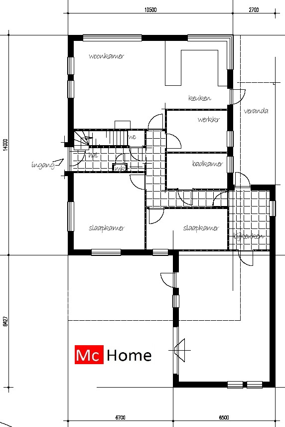 Mc-Home B10 bungalow met kap wonen en slapen beneden energiezuinig energieneutraal staalframebouw