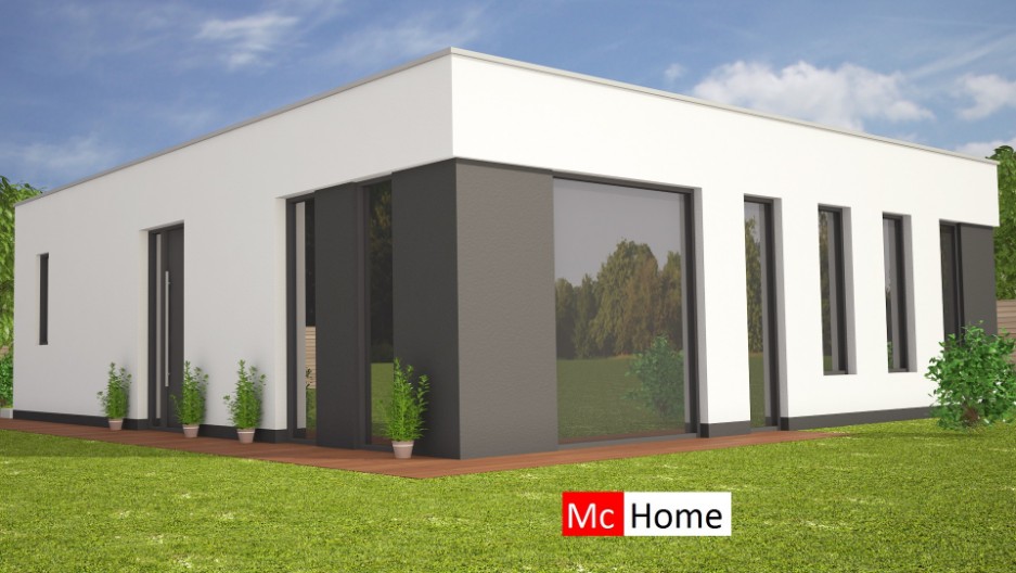 Mc-Home B114 moderne bungalow met plat dak met ATLANTA  staalframe bouwsysteem