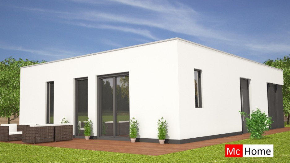 Mc-Home B114 moderne bungalow met plat dak met ATLANTA  staalframe bouwsysteem