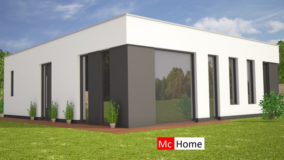 Mc-Home B114 moderne bungalow met plat dak met staalframe bouwsysteem