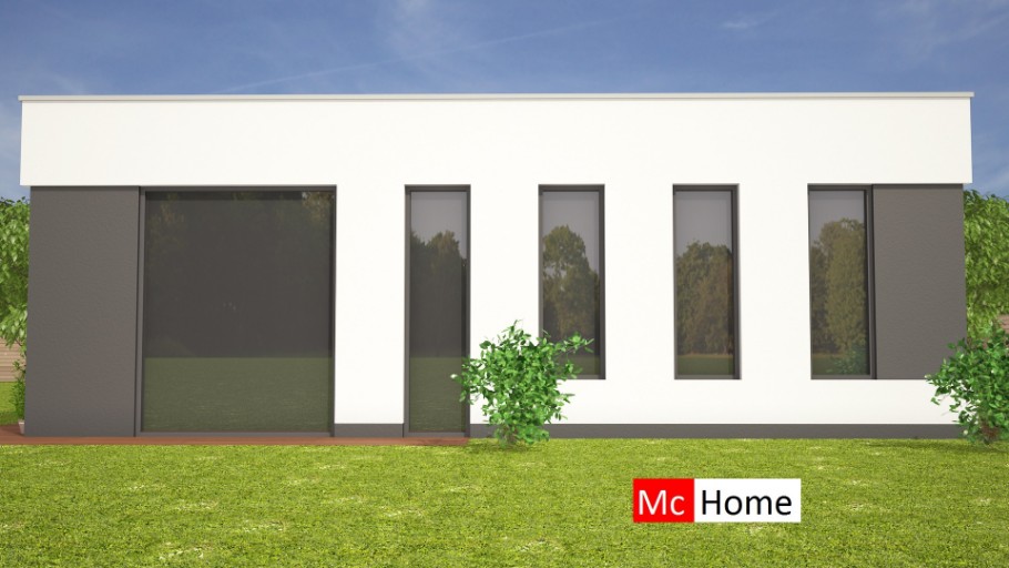 Mc-Home B114 moderne bungalow met plat dak met staalframe bouwsysteem