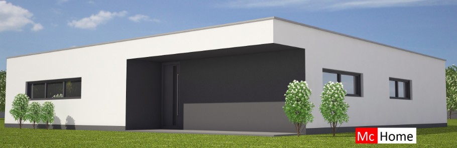 Mc-Home B115 platte bungalow met slaapkamer badkamer levenloopbestendig staalframebouw Nederland