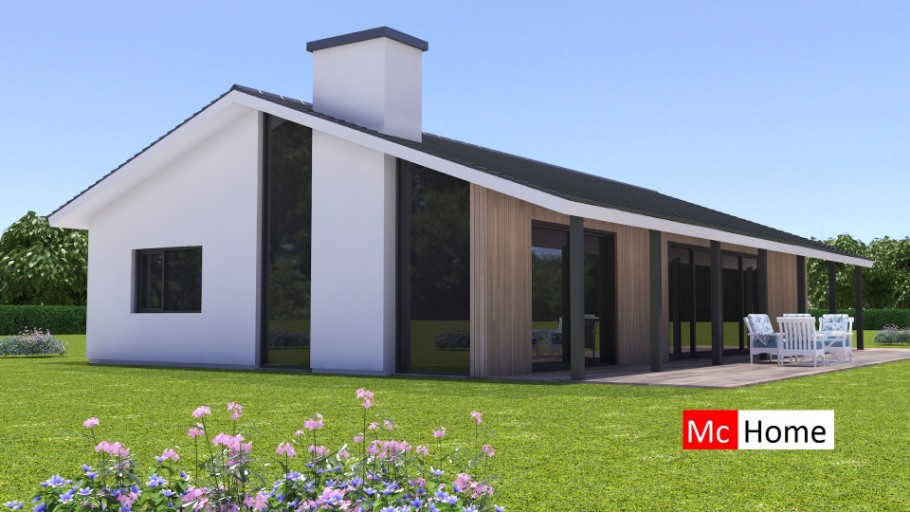 Mc-Home B136 v1 semi bungalow met kap hellend dak  staalframebouw