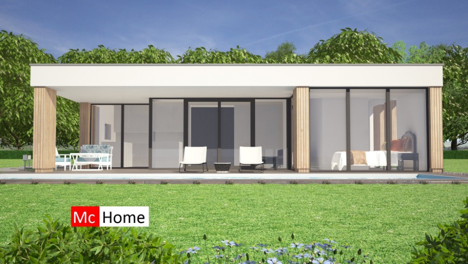 Mc-Home B144 moderne bungalow veel glas overdekt terras ATLANTA MBS Staalframebouw 