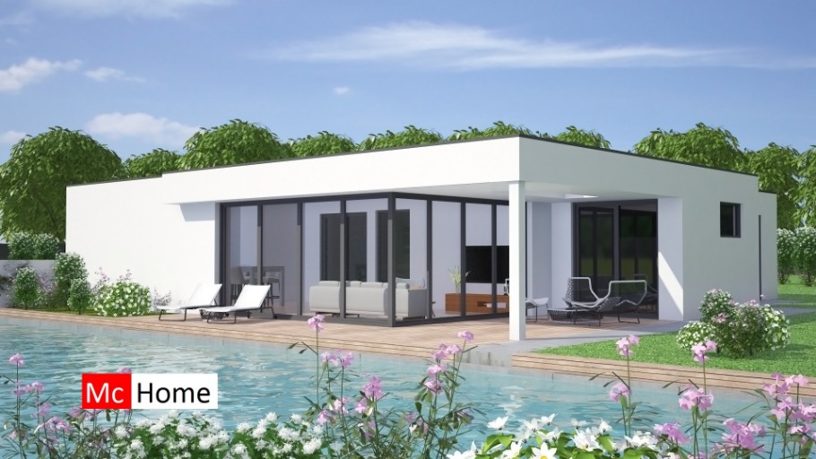 Mc-Home B145  bungalow met plat dak  goedkoper bouwen  staalframebouw Nederland