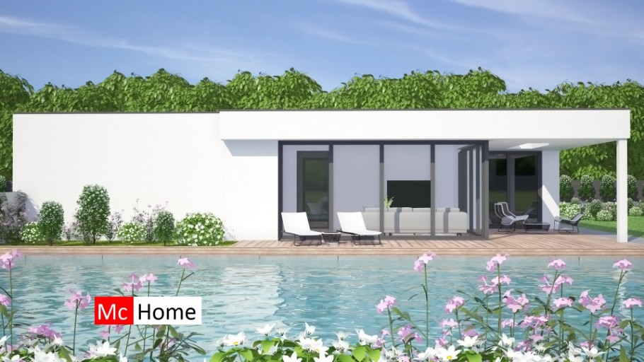 Mc-Home B145  bungalow met plat dak  goedkoper bouwen  staalframebouw Nederland