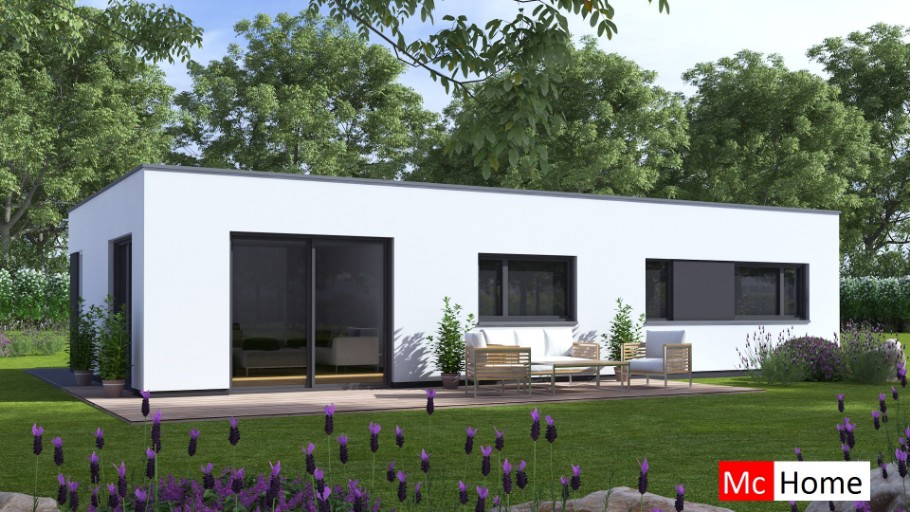 Mc-Home B163 v1 efficient moderne bungalowserie Staalframebouwmet plat dak 
