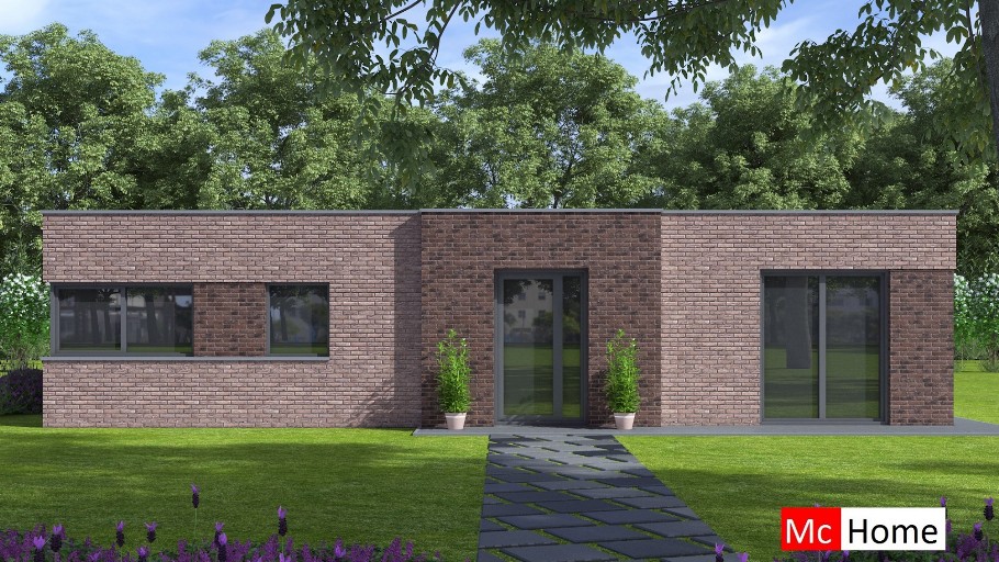 Mc-Home B163 v1 efficient moderne bungalowserie Staalframebouwmet plat dak 