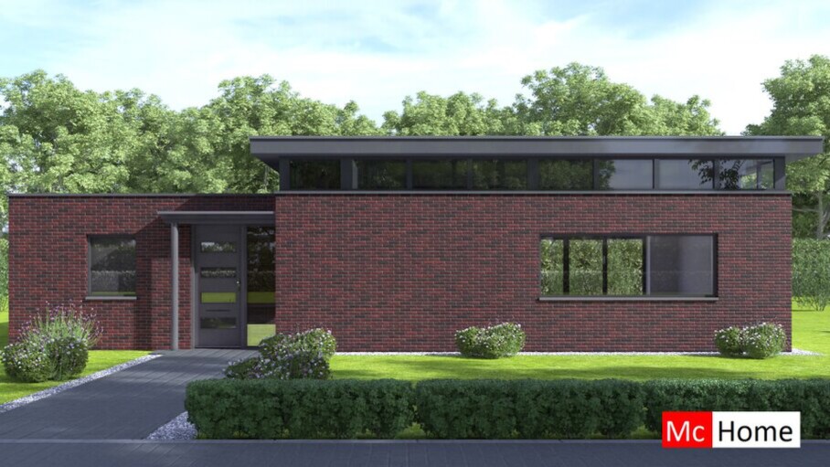 Mc-Home B179 bunaglow met plat dak en veel licht staalframebouw Nederland 