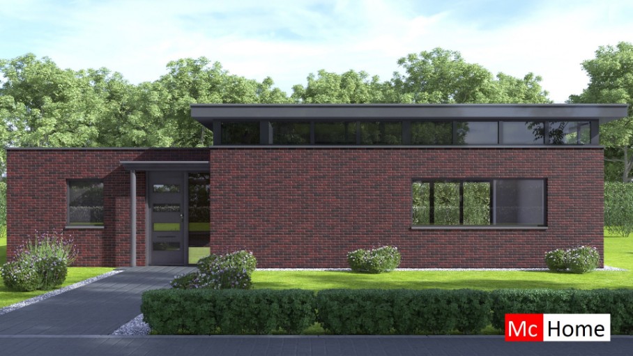 Mc-Home B179 bunaglow met plat dak en veel licht staalframebouw Nederland 