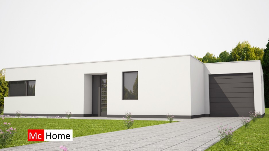 Mc-Home B45 mooie moderne platte bungalow met vlak dak  ontwerp energiearm bouwen