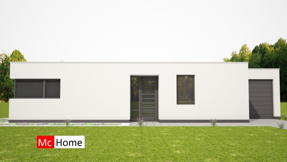 Mc-Home B45 mooie moderne platte bungalow met vlak dak  ontwerp energiearm bouwen