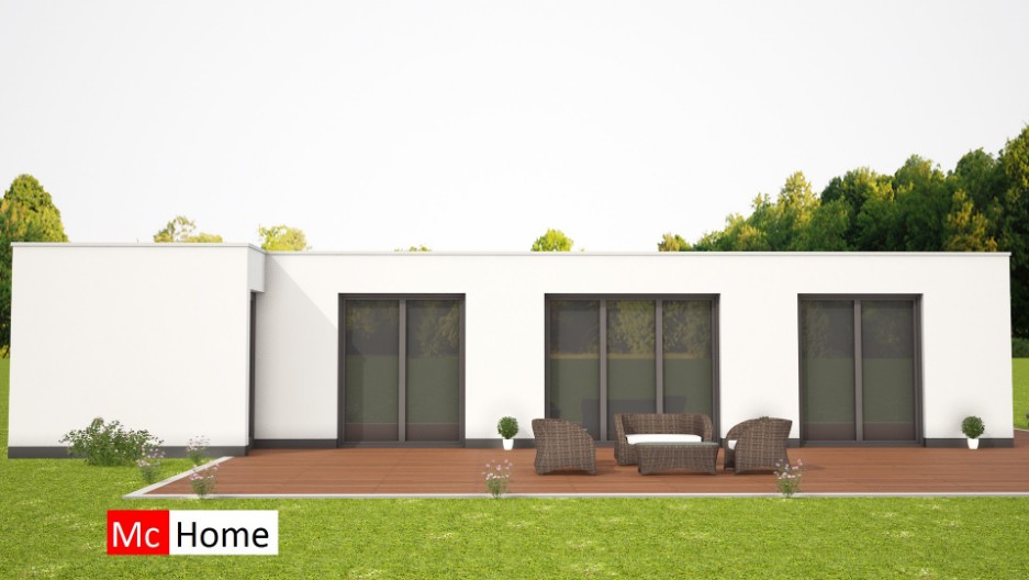 Mc-Home B45 mooie moderne platte bungalow met vlak dak  ontwerp energiearm bouwen