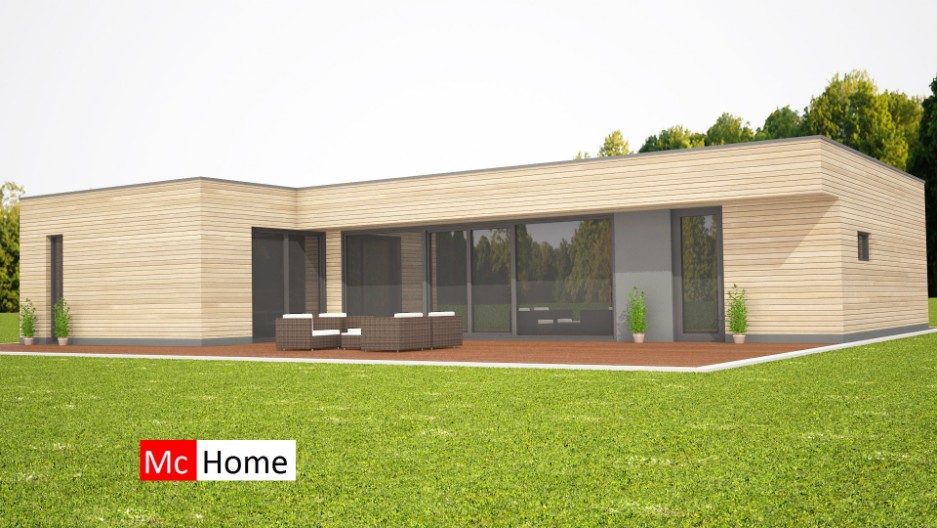 Mc-Home B90 energieneutrale gelijksvloerse bungalow met plat dak