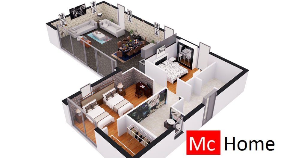 Mc-Home C101 L vorm type bungalow levensloopbestendig in diverse afmetingen 